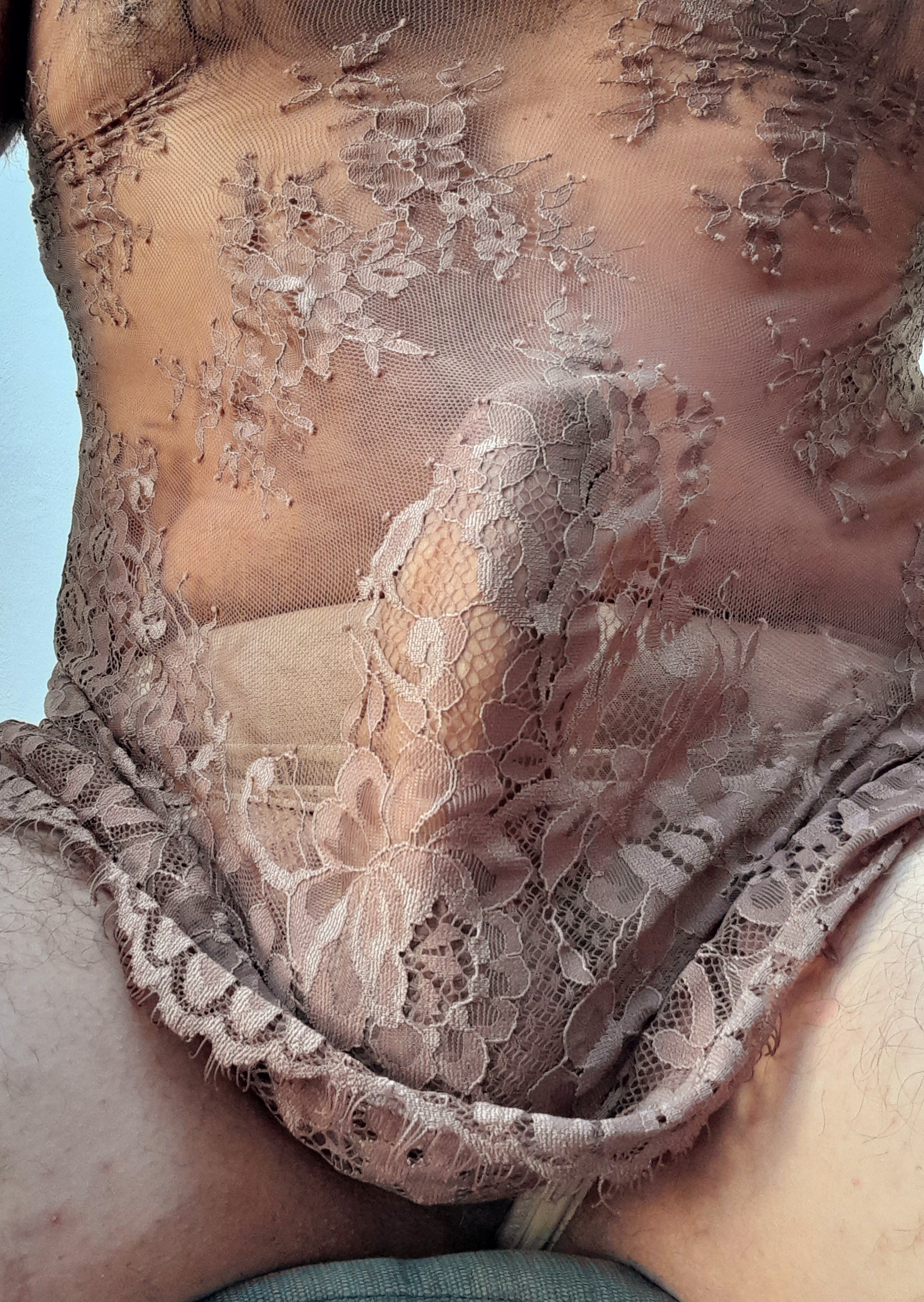 mom takes pictures of me in her sheer lingerie — 15