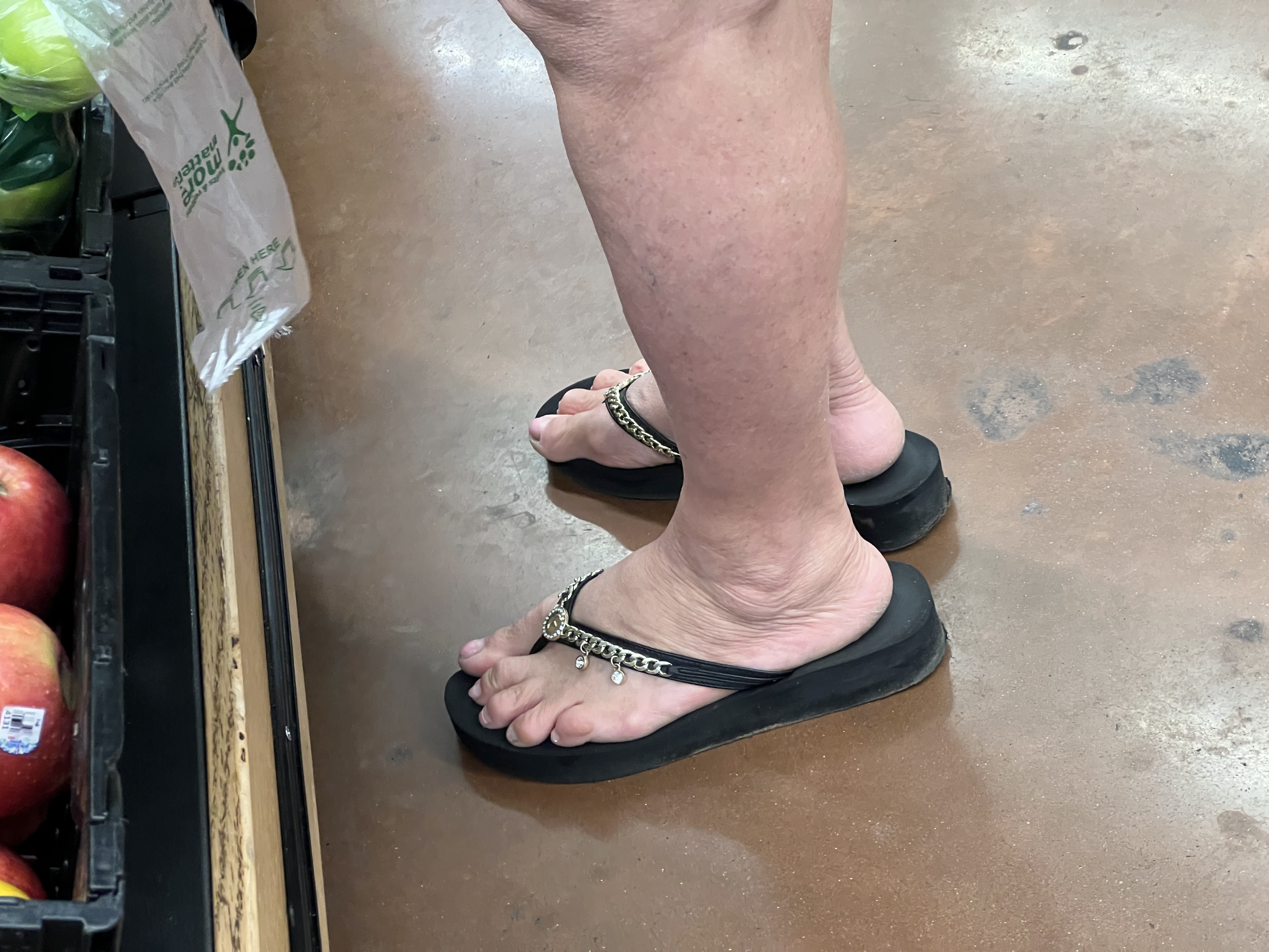 Gilf and milf feet at supermarket — 14