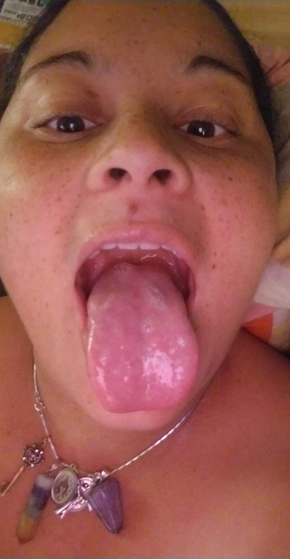 Cum all over my freckles and my tongue daddy! — 11
