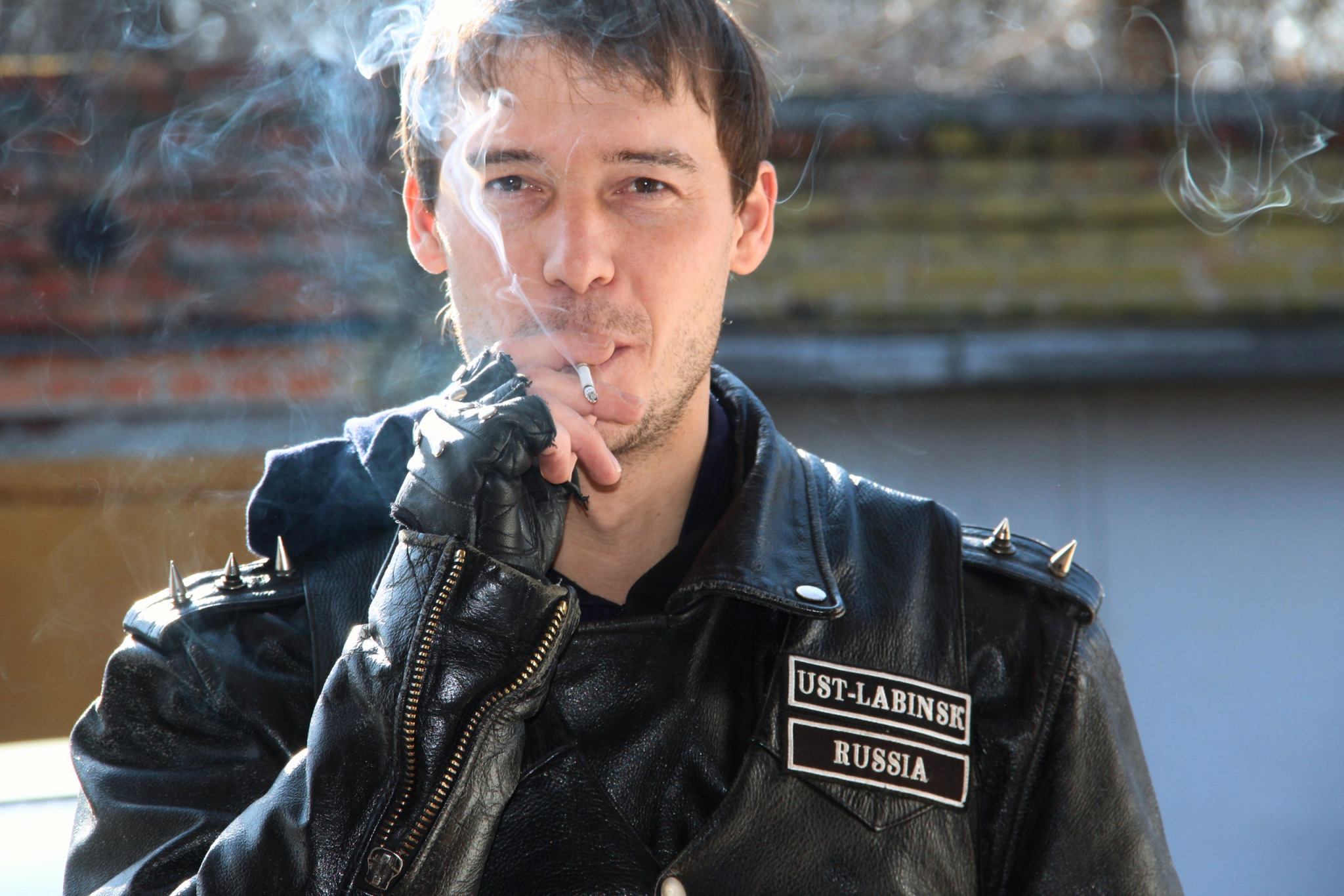 Black leather motorcycle smoke — 9